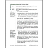 Page from the Christmas Reminders Adult Curriculum titled We So Easily Forget