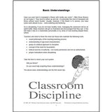 An introductory page titled Basic Understandings from the Handbook on the Basics of Classroom Discipline, a Bible teachers training resource