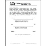 Sample page of a worksheet titled Spiritual Gifts Exhibit the Character of God from the Everybody Has a Part - Getting a Grip on Spiritual Gifts book