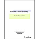 Cover with title of Balance in Church Leadership and sub-title of Based on Spiritual Gifting
