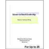 Cover with title of Balance in Church Leadership and sub-title of Based on Spiritual Gifting