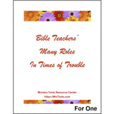 Cover of a teacher training resource titled Bible Teachers' Many Roles in Times of Trouble
