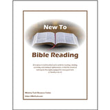 A cover of an e-book titled New to Bible Reading by Ministry Tools Resource Center with 2 Timothy 3:16-17 below the title
