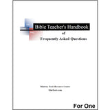 Cover of a teachers training resource titled Bible Teacher's Handbook of Frequently Asked Questions