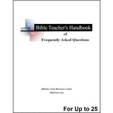 Cover of a teachers training resource titled Bible Teacher's Handbook of Frequently Asked Questions