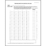 Sample page of the Response Sheet for the  20 Spiritual Gifts Test from the Everybody Has a Part Spiritual Gifts Tests Resource