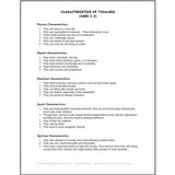 Developmental characteristics of toddlers list of a Bible teachers training titled Age Level Characteristics Resource Early Childhood Module