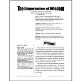 Page of a Bible lesson from the Wisdom for Everyday Living Adult Curriculum titled The Impartation of Wisdom